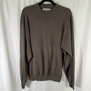 Pronto Uomo Silk Blend Sweater Men's Large Solid Green Knit Long Sleeve Pullover